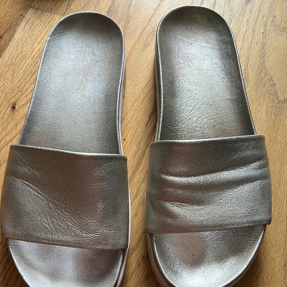 Stuart Weitzman, Metallic Platform Sandals - image 2